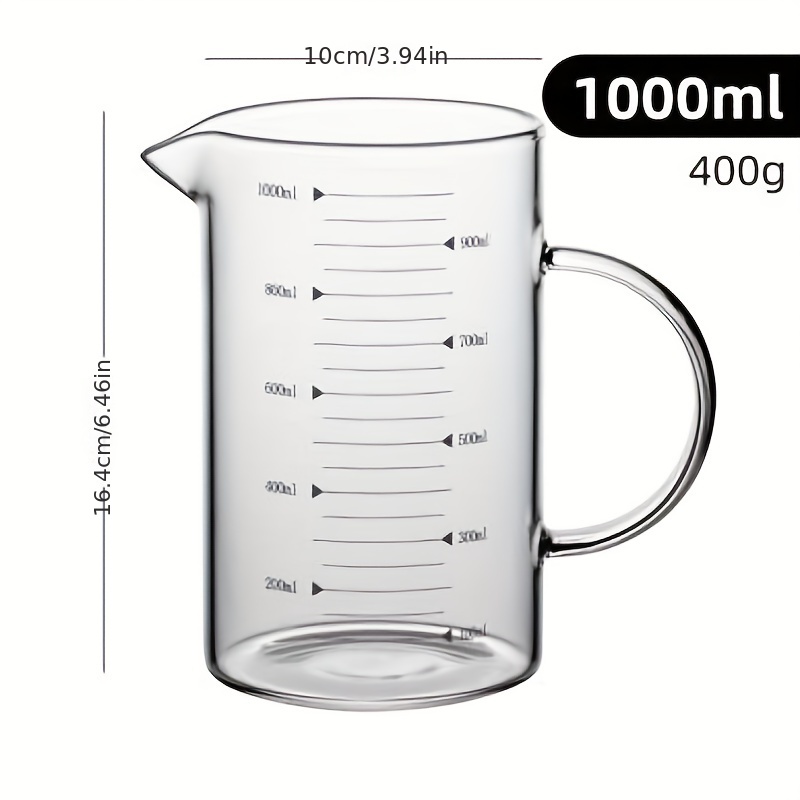 600ml Glass Measuring Cups Jugs with Glass Lid Large Measuring Pitcher  Beaker Measured Mug Measure Liquid Milk Glass Cup Clear Scale with Spout&  Insulated Handle,for Hot/Cold Fluid 