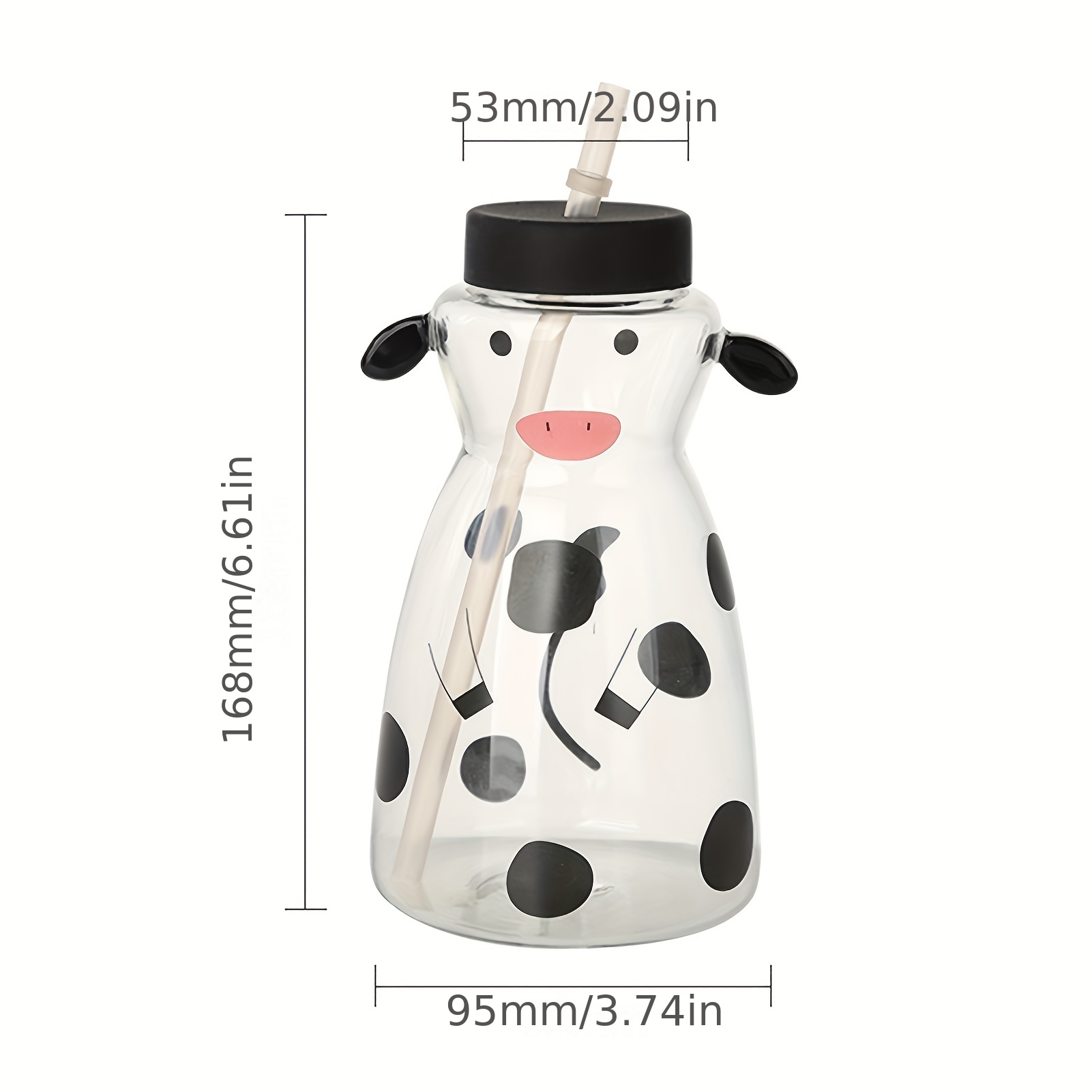 1 Set Cartoon Cow Glass Water Pitcher with Glass Cup Lovely Cow