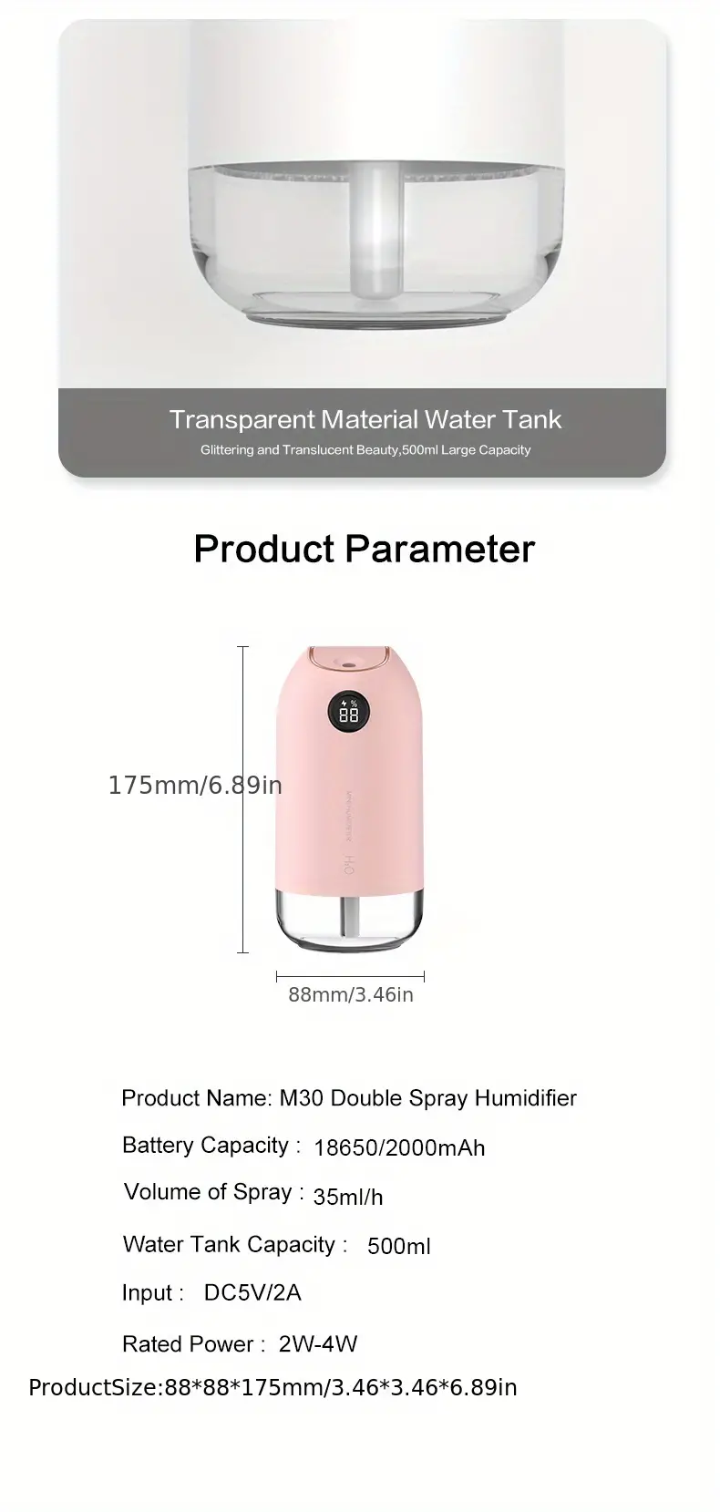 portable mini humidifier 500ml small humidifier type c personal desktop humidifier for baby bedroom travel office car household water shortage protection 2 spray modes super quiet night light white details 9