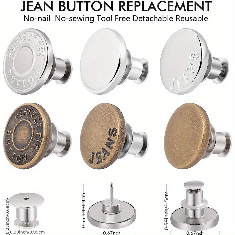 Assorted Fashion Jean Button Replacement Detachable Button Snap