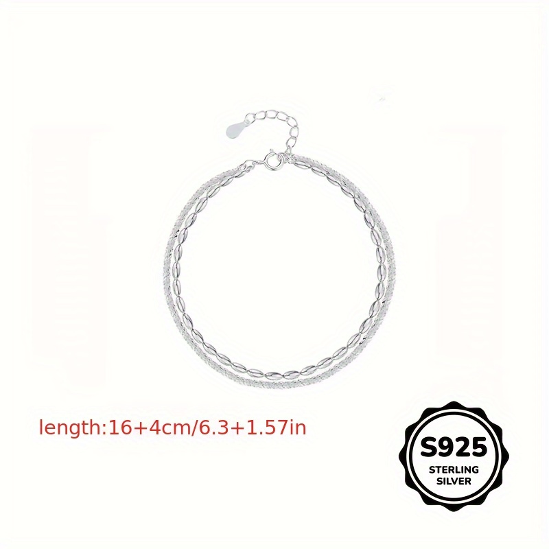925 Silver Starry Rice Grain Double Layer Bracelet