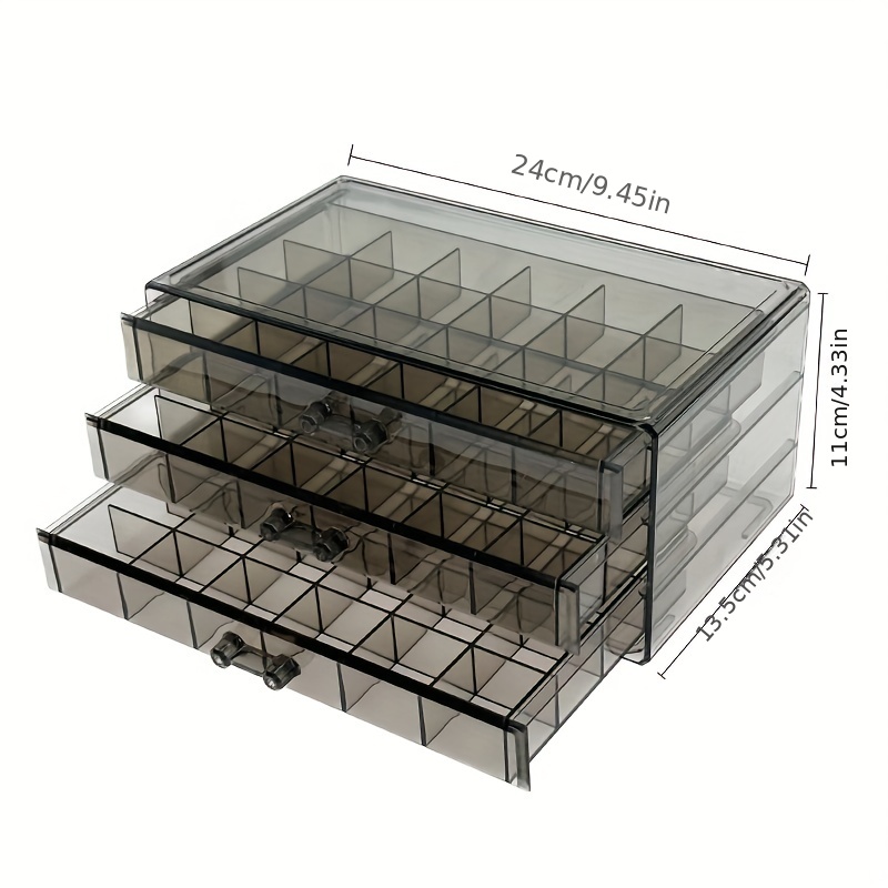 3 Layer 72 Grids Jewelry Storage Box Transparent Large Capacity