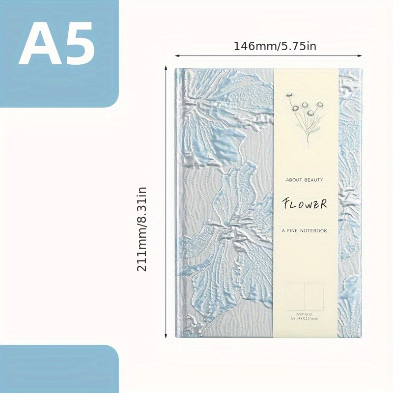 1pc 1pcs Elegant Textured Lily Notebook Compatible For & Journaling - A5 Portable Cover With Textured Cover, Smooth Writing Pages, Options For Students