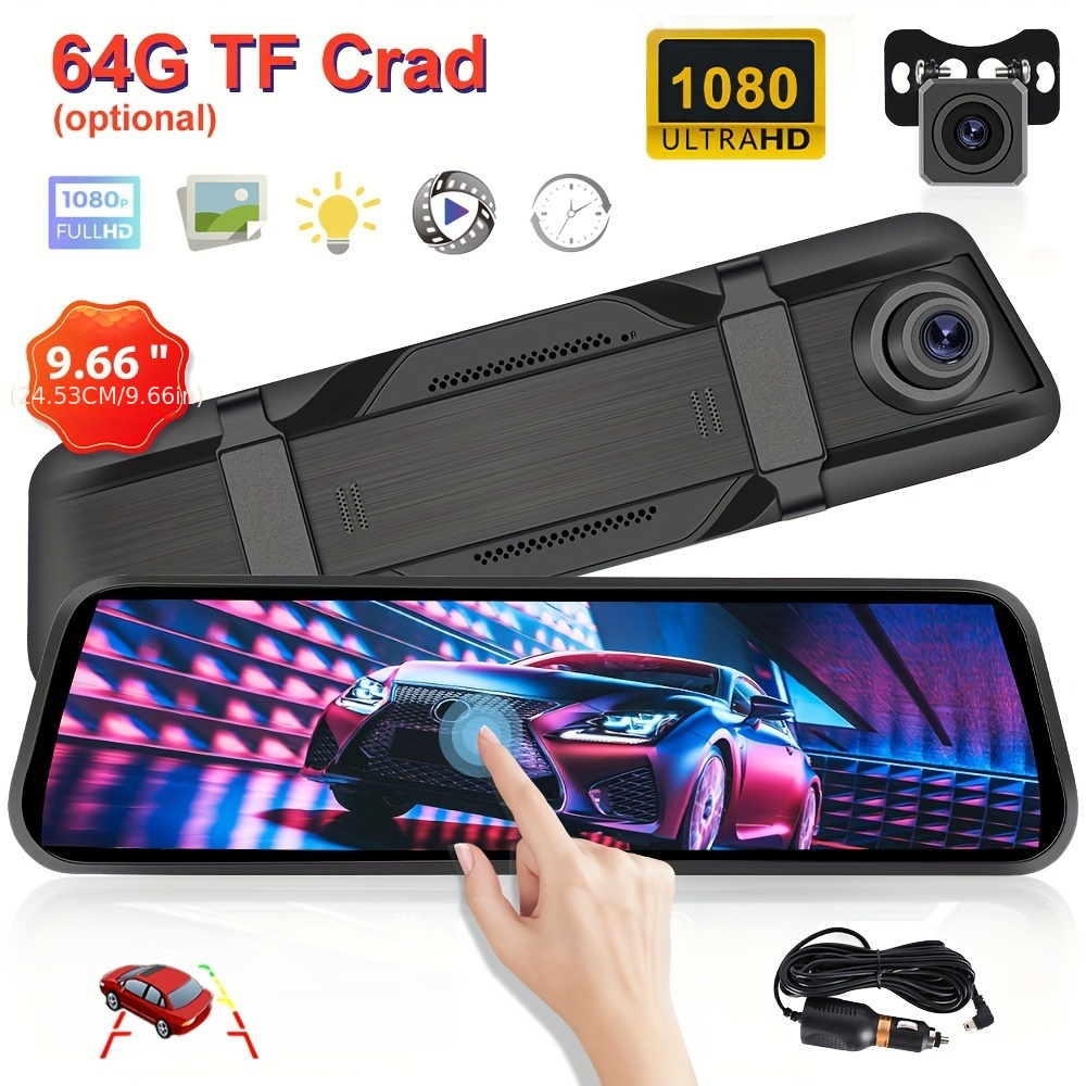 1080p Dual Lens Touch Hd Espejo Retrovisor Grabadora - Temu