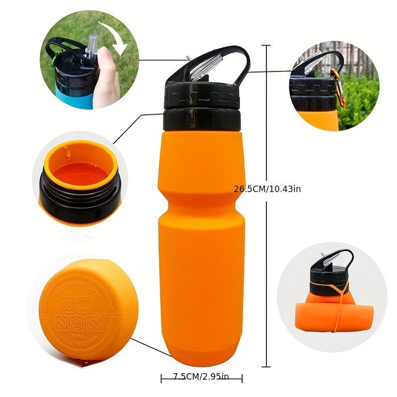 Reusable Portable Collapsible Water Bottle, Silicone Foldable Leak Proof Squeeze  Water Bottles For Travel Gym Camping Hiking Sports - Temu