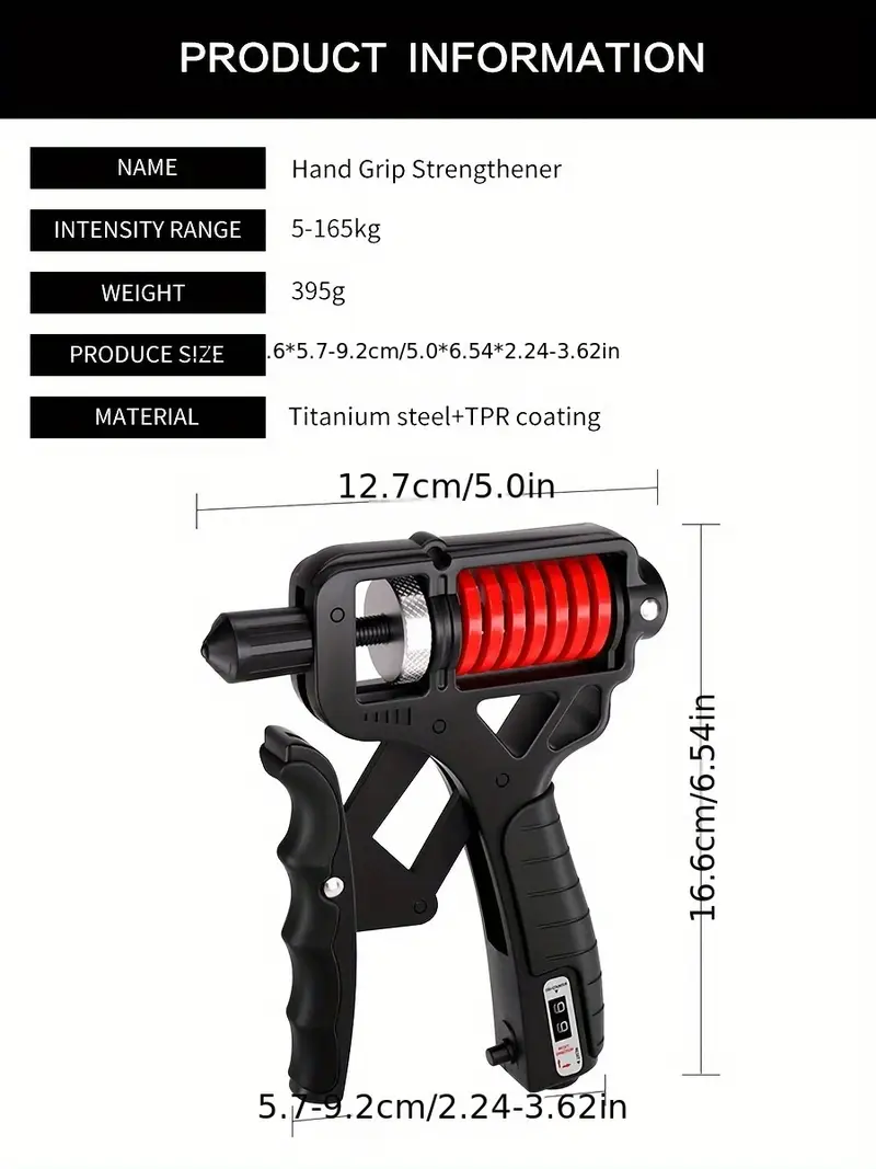 hand grip strengthener trainer with adjustable 11 363lbs 5 165kg forearm hand grip strength exerciser for muscle building Product details 7