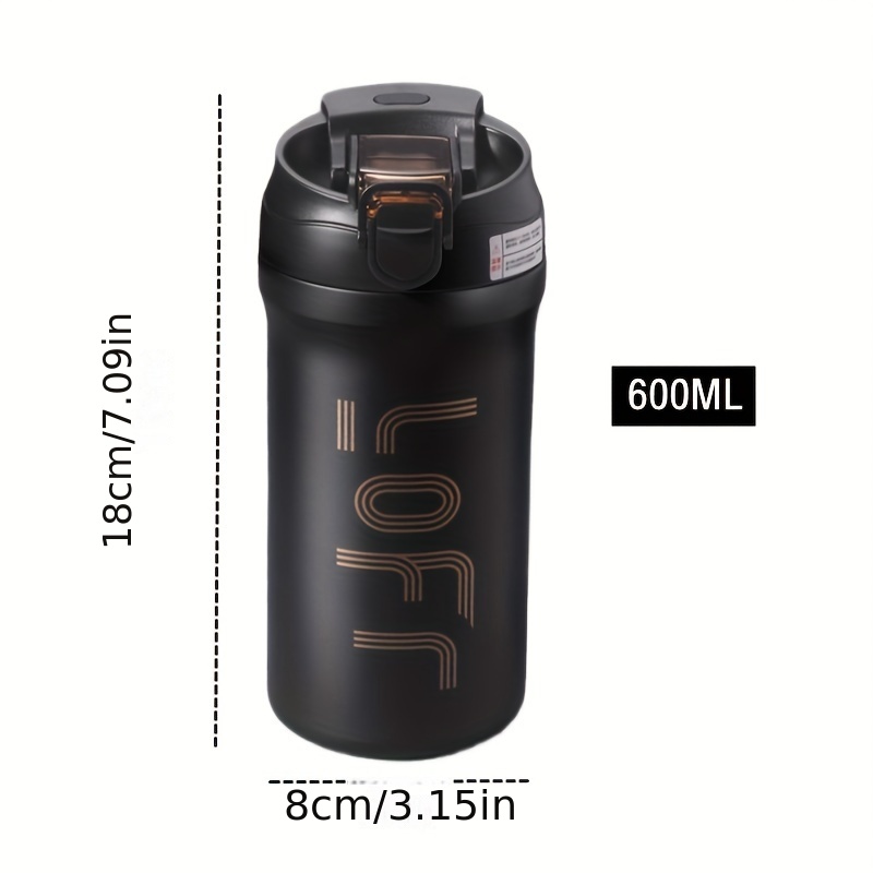 1pc 600ml large stainless steel travel mug portable car vacuum flask sport coffee tumbler details 4