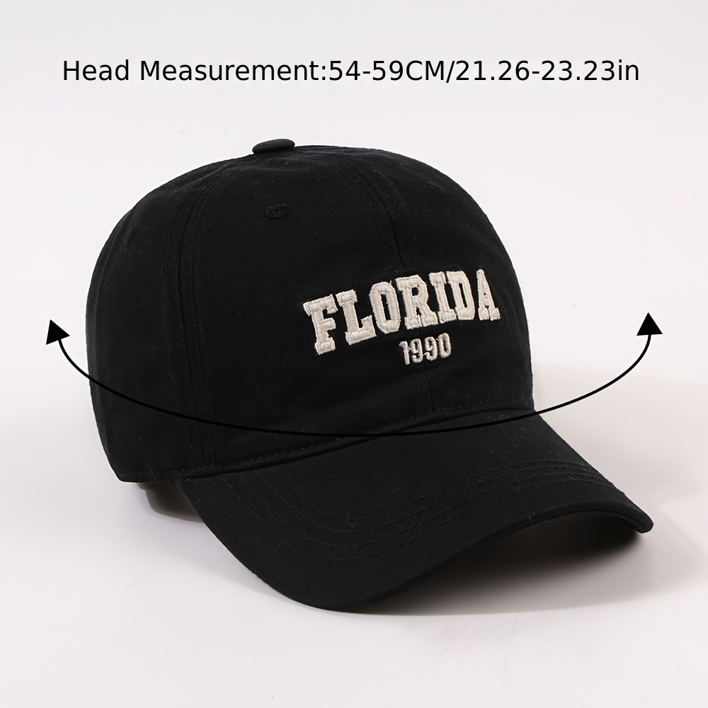 Florida Slogan Embroidery Baseball Solid Color Casual - Temu Australia