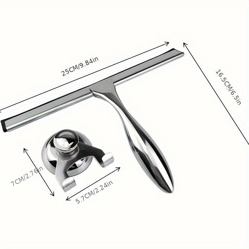 Image of 1pc Squeegee For Shower Glass Door, Shower Squeegee For Glass Doors - All-purpose Squeegee With Hook For Shower Doors, Windows, Mirrors, Tiles And Car Glass