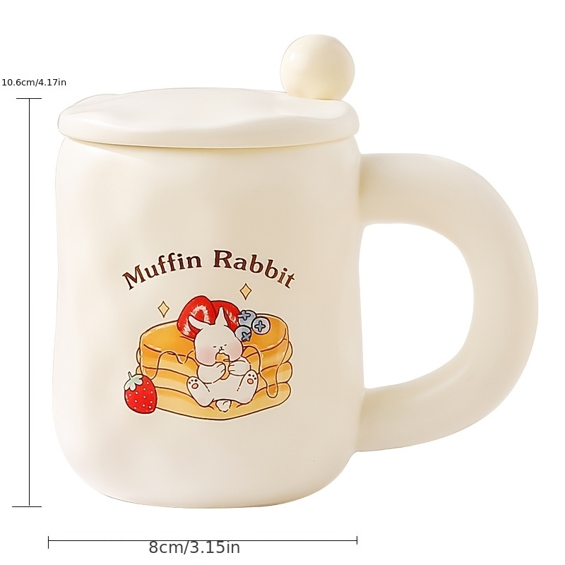 Kawaii Donut Bunny Ceramic Mug With Lid + Spoon