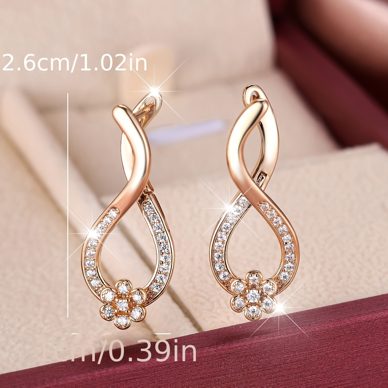 Women's Interwoven Floral Hoop Earrings, Elegant for Parties