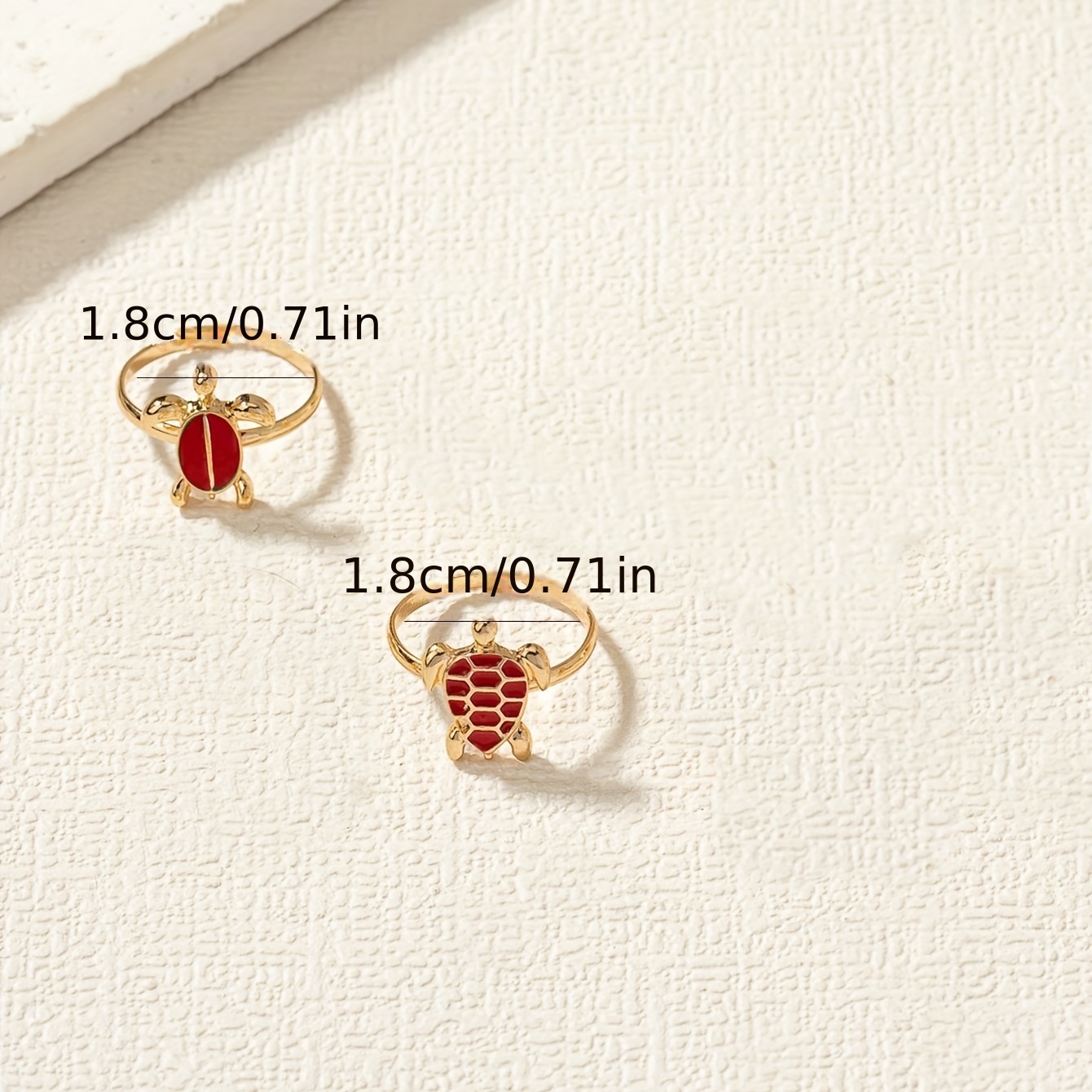 2pcs Lucky Turtle Adjustable Cuff Ring Set
