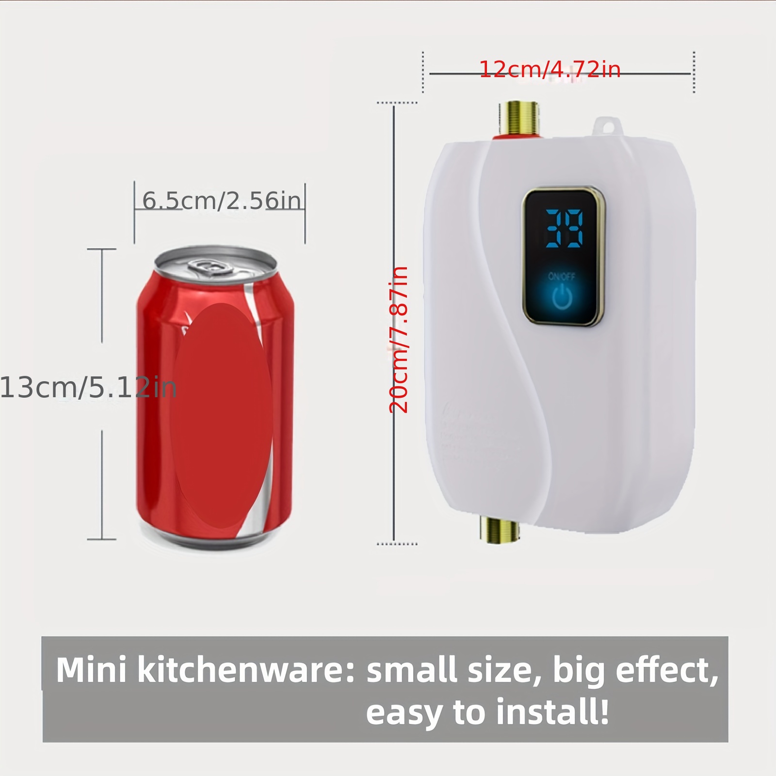 Calentador de agua eléctrico sin tanque, pequeño calentador de agua  caliente instantáneo para fregadero de cocina, 3000 W 110 V, con pantalla  digital