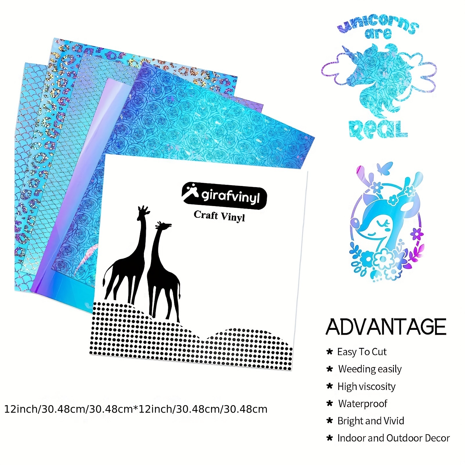 Lya Vinyl 70 Packs Permanent Vinyl Bundle, Glossy & Holographic, Self  Adhesive Vinyl Sheets for Cricut & Silhouette 