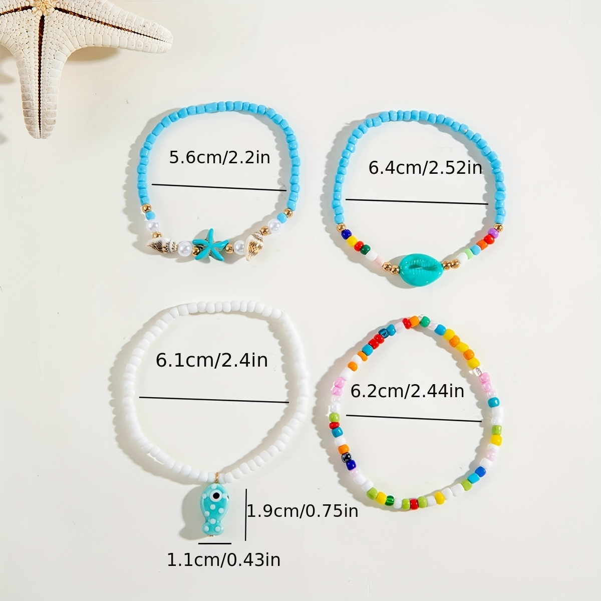 Beach Style Rice Bead and Shell Anklet Set for Women Dance Party