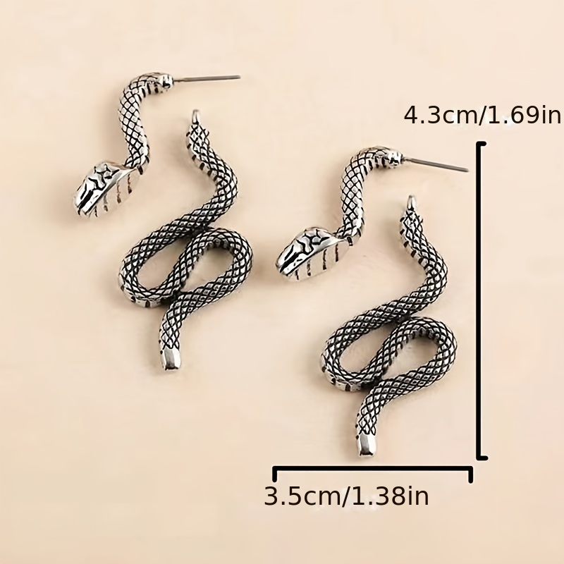 Retro Punk Snake Front Rear Stud Earrings