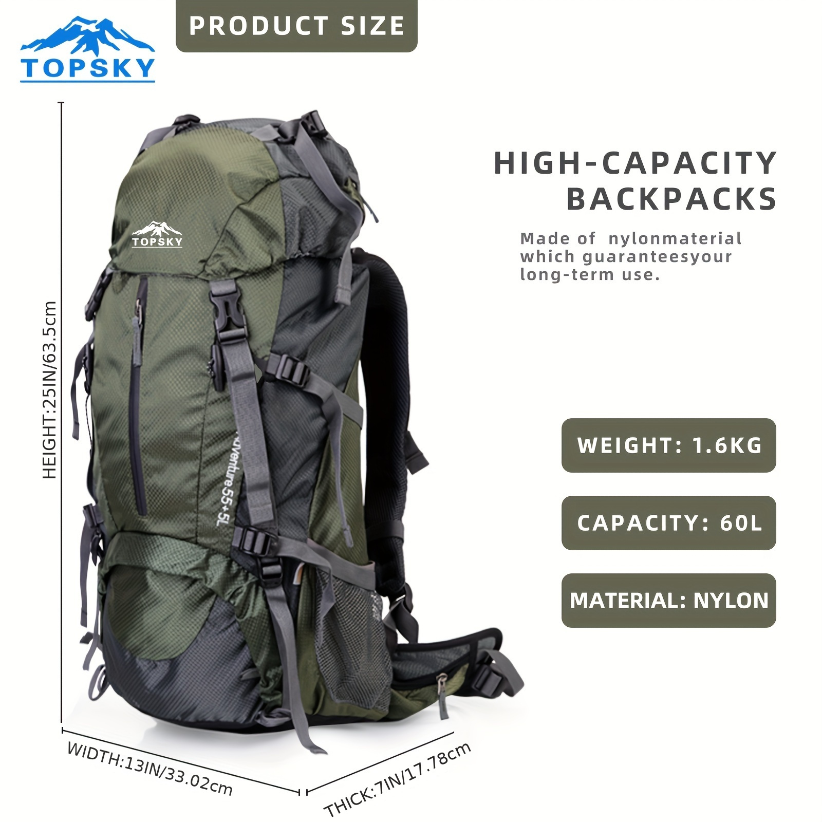 BacBag Trekky Blue Spacious 40 Ltr Trekking Bag Hiking Backpack