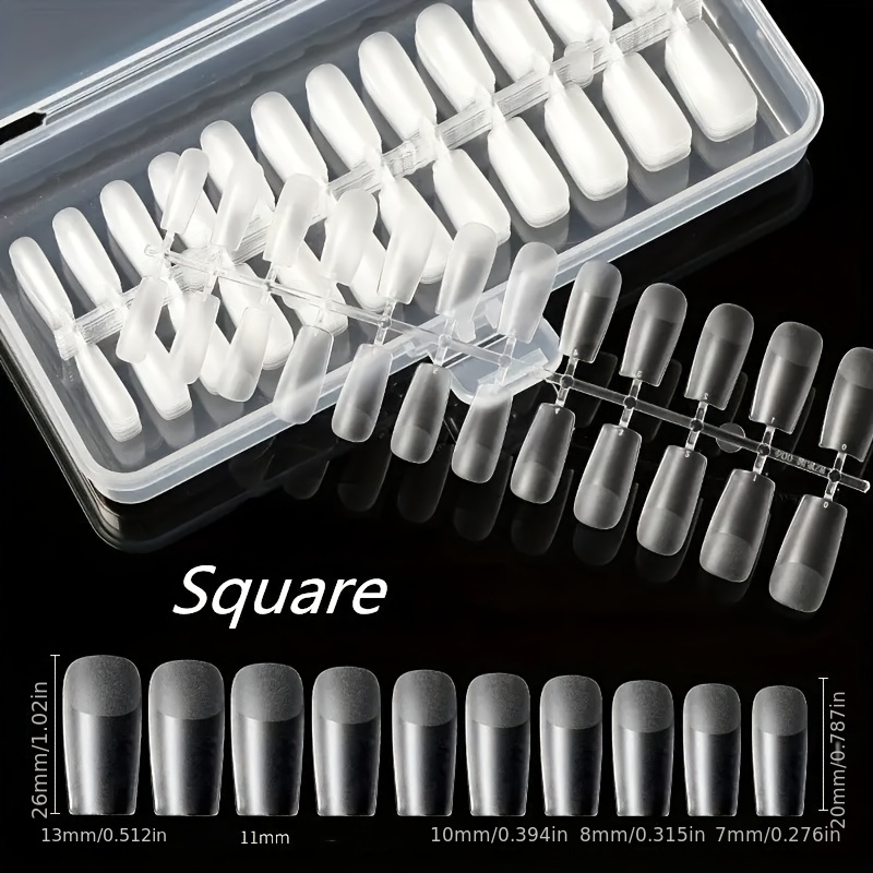 500Pcs Long Square False Nails Tips with Box