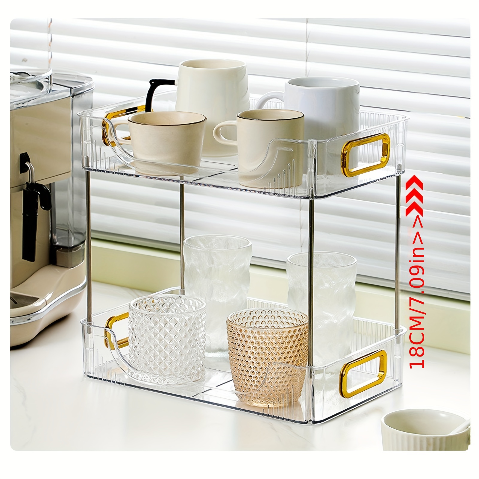 Transparent Single-layer Desktop Storage Rack, Acrylic Cup Holder, Foldable  Clear Stackable Shelf Organizer - Temu