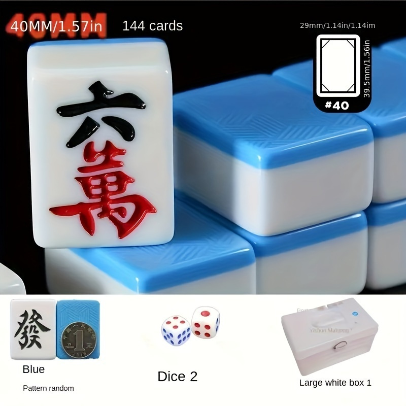   set large size 40 mm 144   set and suitcase mahjong high resin mahjong card set