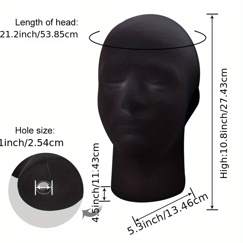 1pc Foam Male Mannequin Head for Wigs Glasses Cap Display Holder Stand  Model