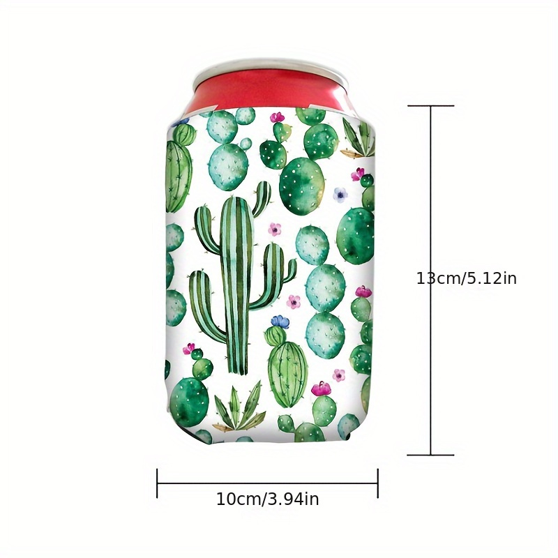 12 oz Neoprene Can Cooler Sleeves for Soda, Drink, Beverages, Cactus Design  (12 Pack)