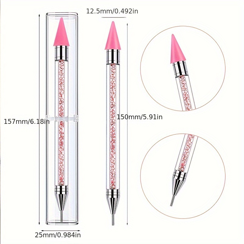 Wax Pencil for Rhinestones Acrylic Handle Dual End Rhinestone Picker  Dotting Pen with Extra 3 Wax