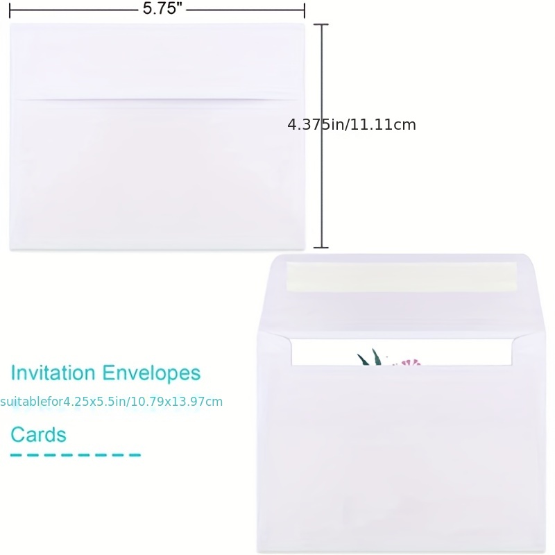 50 Packs 5x7 Envelopes, A7 Envelopes, 5x7 Envelopes For Invitations,  Printable Invitation Envelopes, Envelopes Self Seal For Weddings,  Invitations, Photos, Greeting Cards, Mailing