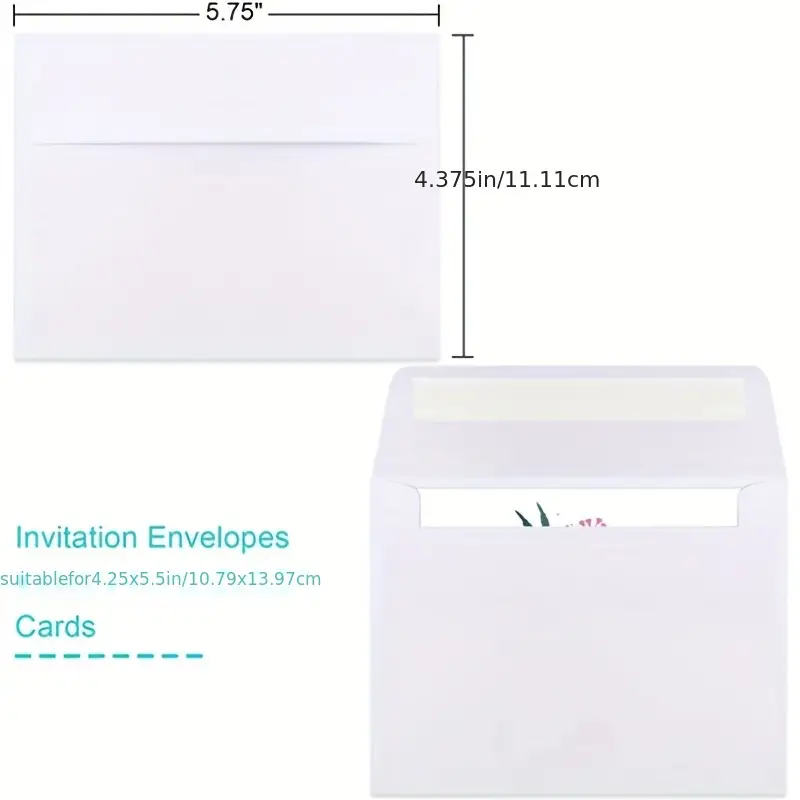 50 Packs 5x7 Envelopes, White A7 Envelopes, 5x7 Envelopes for Invitations,  Printable Invitation Envelopes, Envelopes Self Seal for Weddings,  Invitations, Photos, Postcards, Greeting Cards, Mailing 