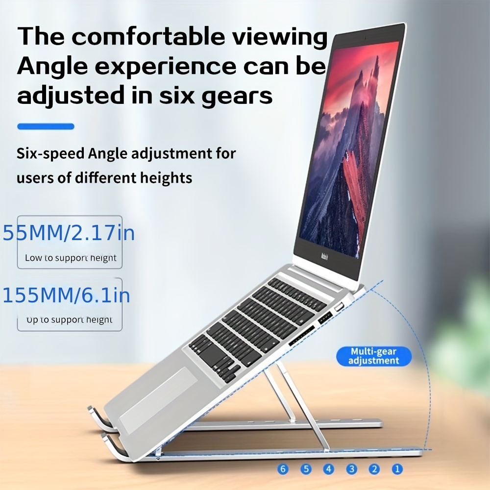 

Adjustable Laptop Stand, Portable Abs Material Multi-gear Notebook Holder With 10-speed Adjustability, Quick Folding, Non-slip, And Sturdy Design Compatible With All Laptops