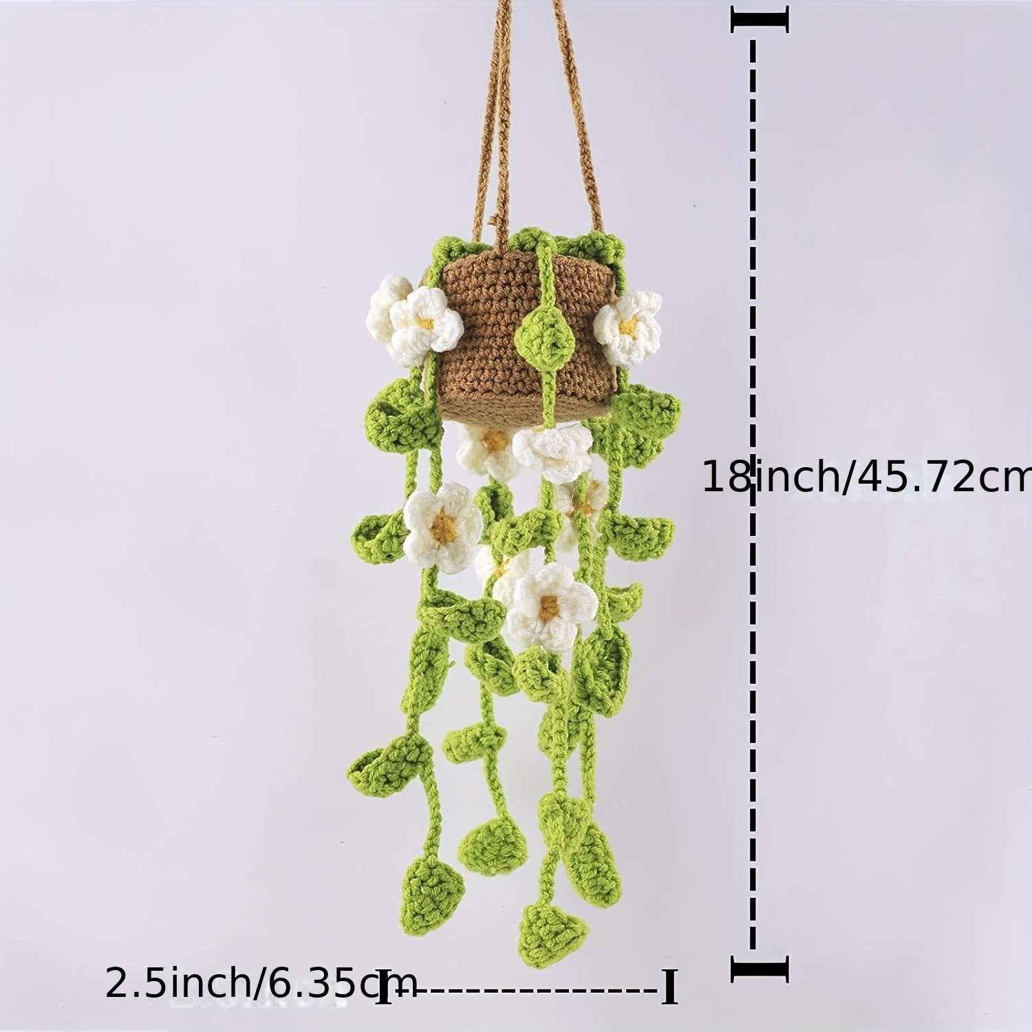 Wiomeask Cute Potted Plant Crochet Hanging Basket, car Decoration