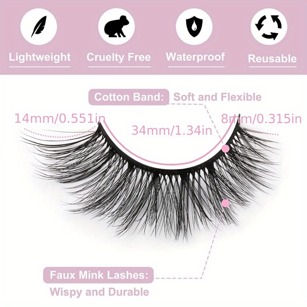 Natural Looking Fluffy 3D Faux Mink Cat Eye Lashes - Wispy Look