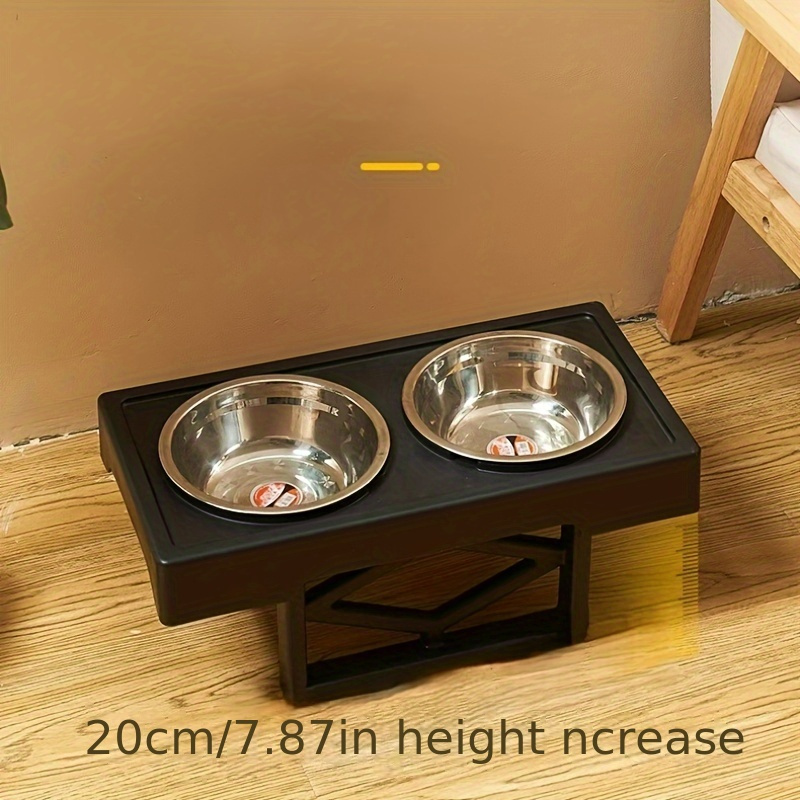 Elevated Double Stainless Steel Bowl with 5 Height Adjustable