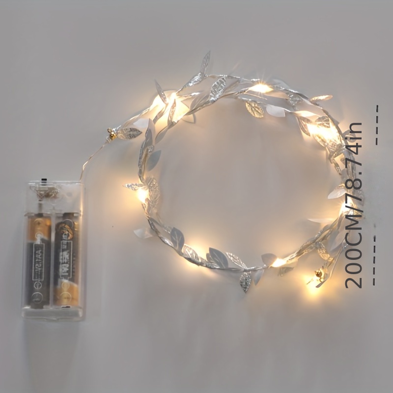 1pc Décoration De Feuille De Noël, Guirlande Lumineuse LED (piles