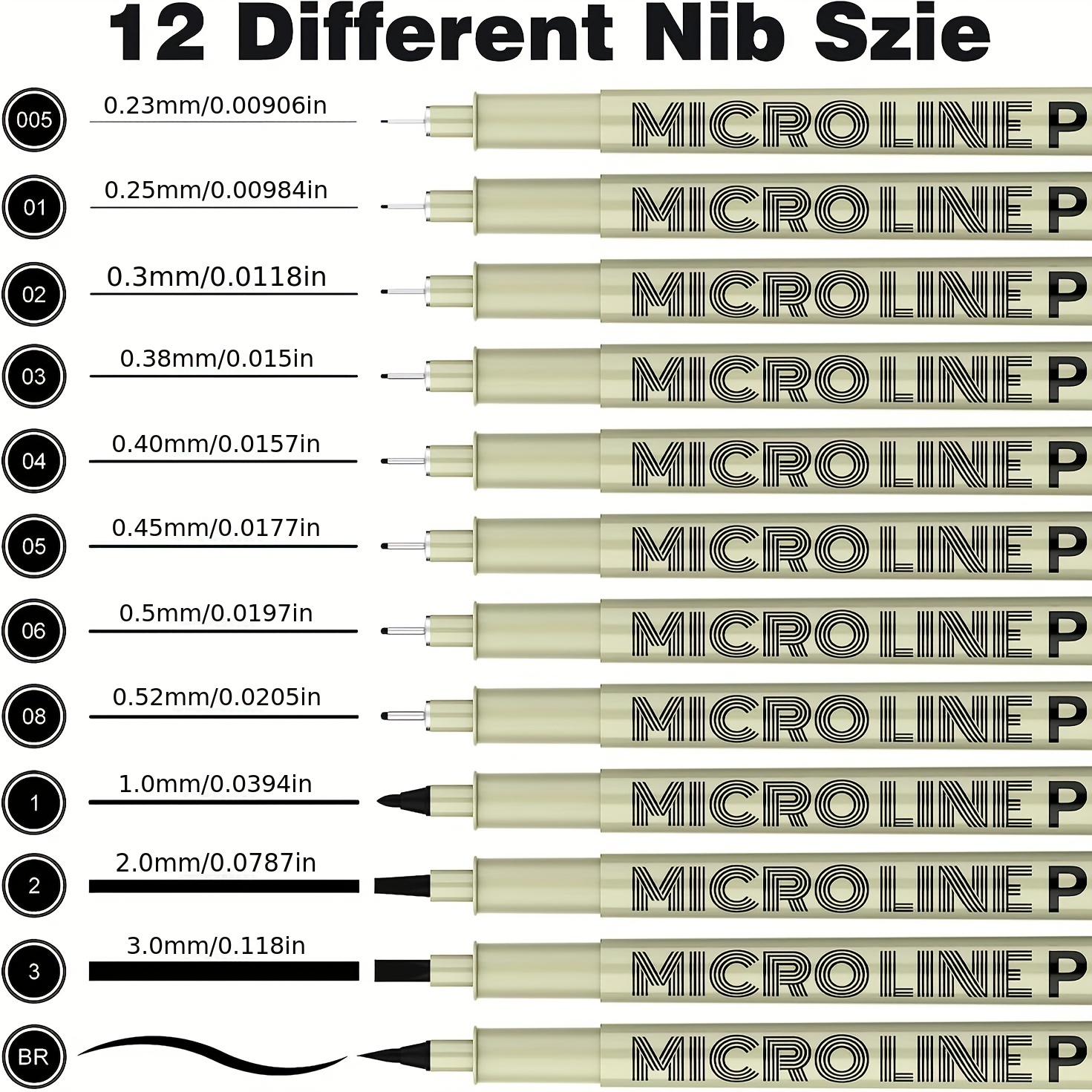 12pcs/set Micro-Pen Fineliner Ink Pens, Black Micro Fine Point Drawing Pens  Waterproof Archival Ink Multiliner Pens For Artist Illustration, Sketching