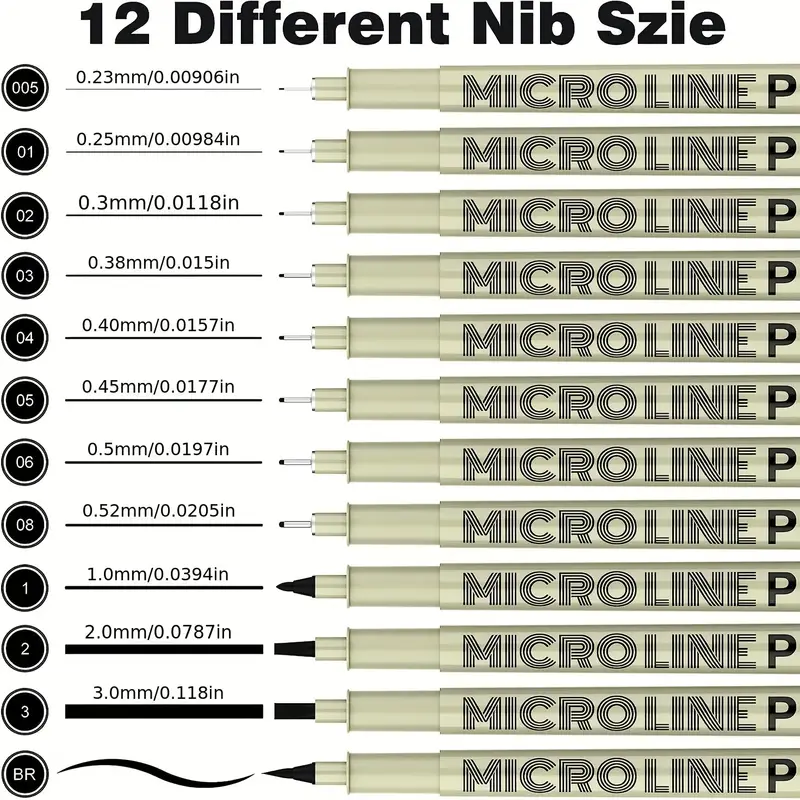 Micro-pen Fineliner Ink Pens, Black Micro Fine Point Drawing Pens