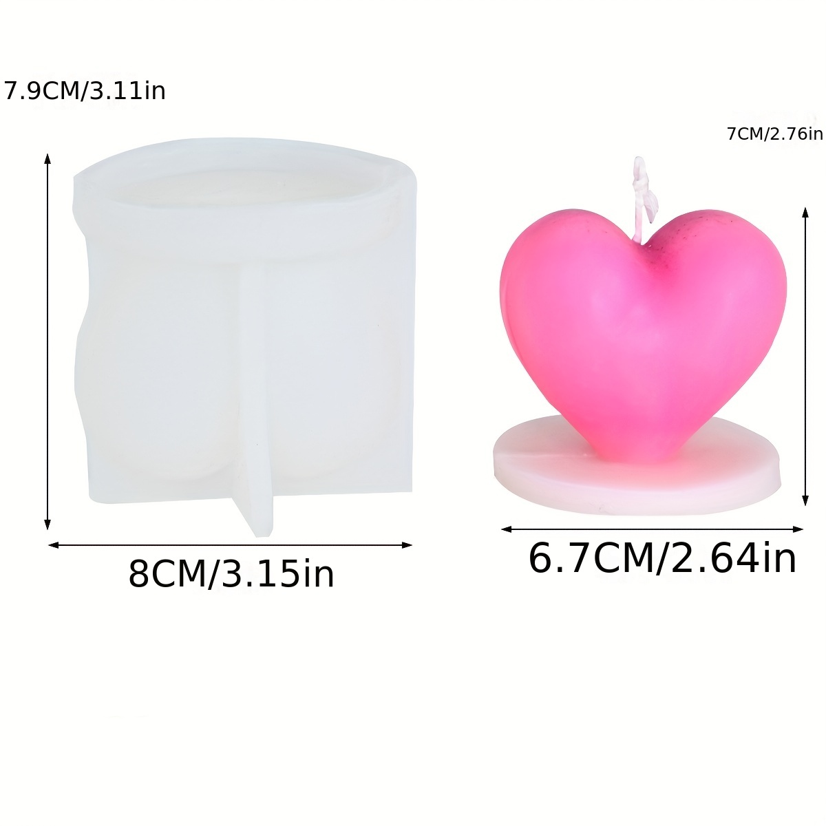 Heart Shaped Candle Molds for Candle Making 3D Love Heart with