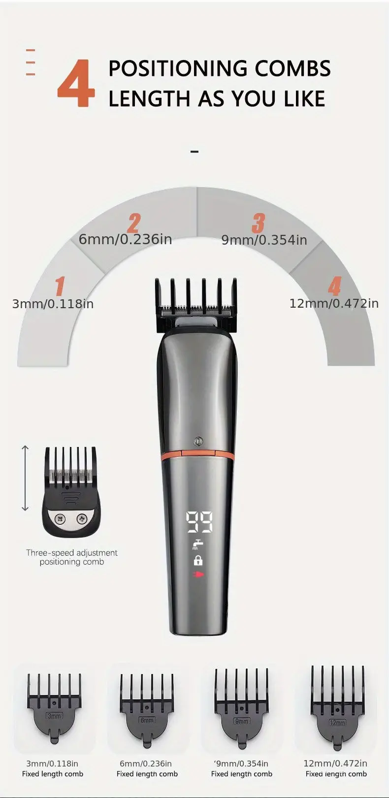 6 in 1 hair clippers multifunctional beard facial body hair clipper with lcd display electric hair grooming kit for men details 6