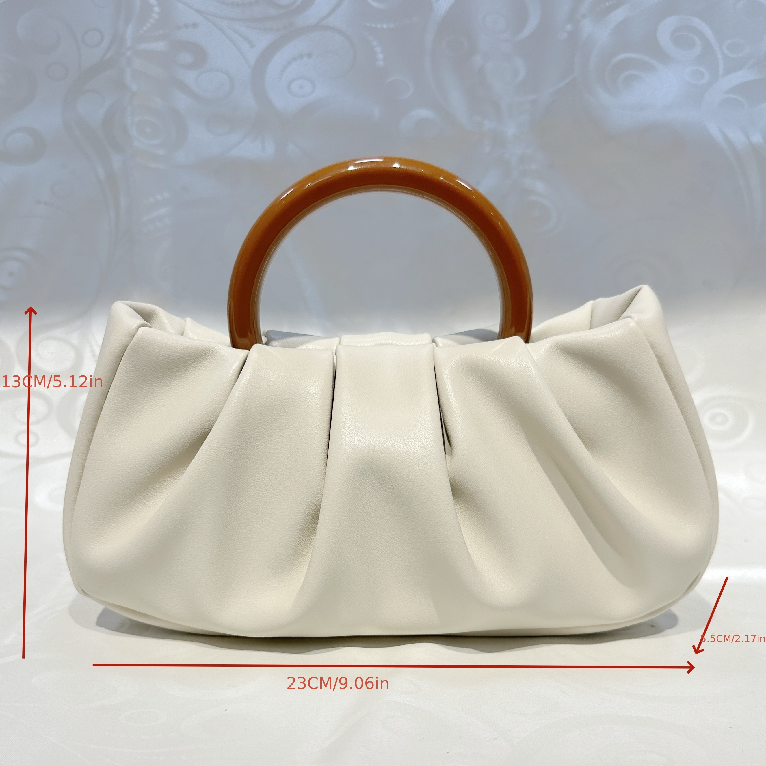Elegant White Pleated Cloud Satchel - PU Leather Underarm Shoulder Bag, Magnetic Closure, Polyester Lined, Guangzhou Crafted