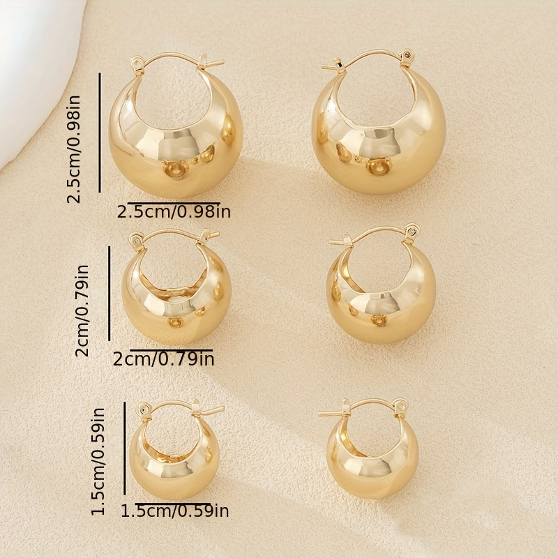 3 Pairs Retro Chunky Women's Earrings Set