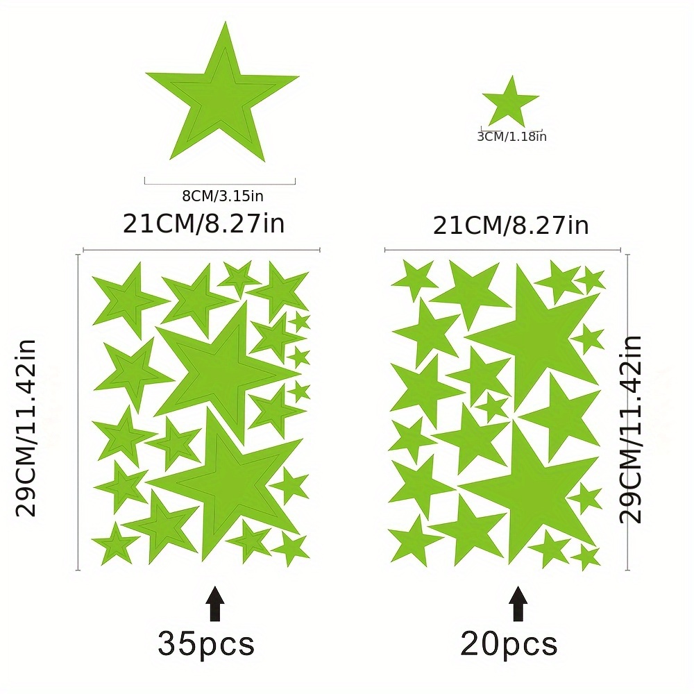 Image of 55pcs Luminous High-brightness Star Stickers For Home Use, Suitable For Walls And Ceilings, Glowing In The Dark. Perfect For Bedrooms, Living Rooms, Bathrooms, And Other Areas. - Christmas Gift.