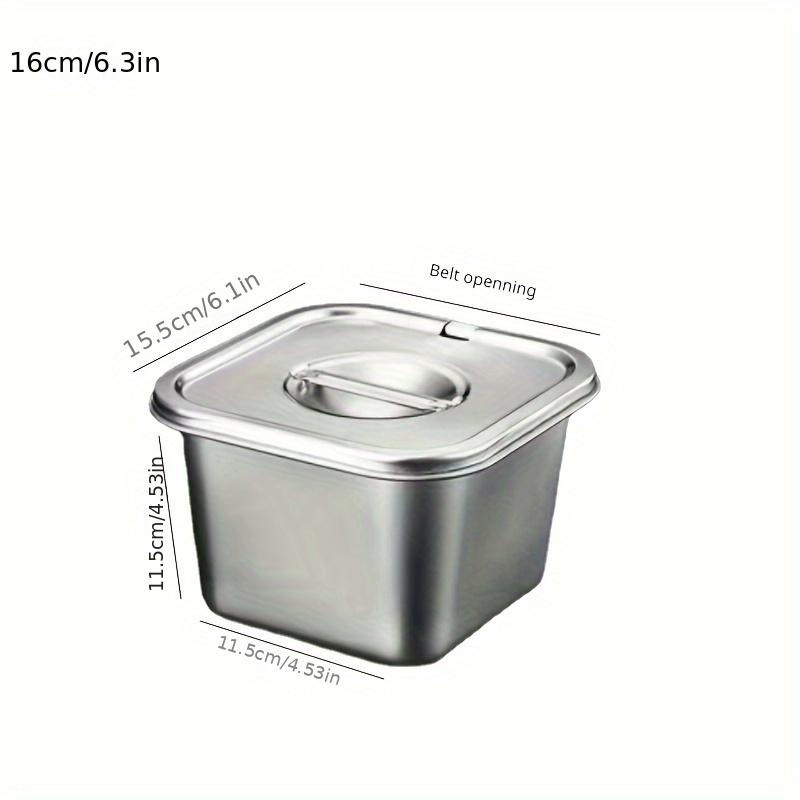 304 Square Stainless Steel Sauce Cup With Lid Outdoor Portable