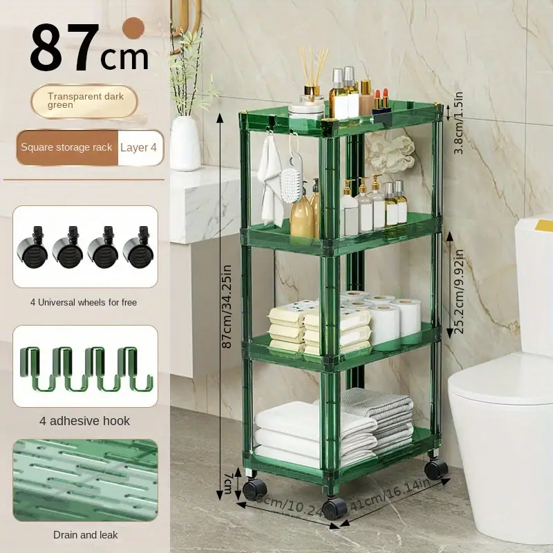 Multi layered Bathroom Storage Stand With Wheels Organize - Temu