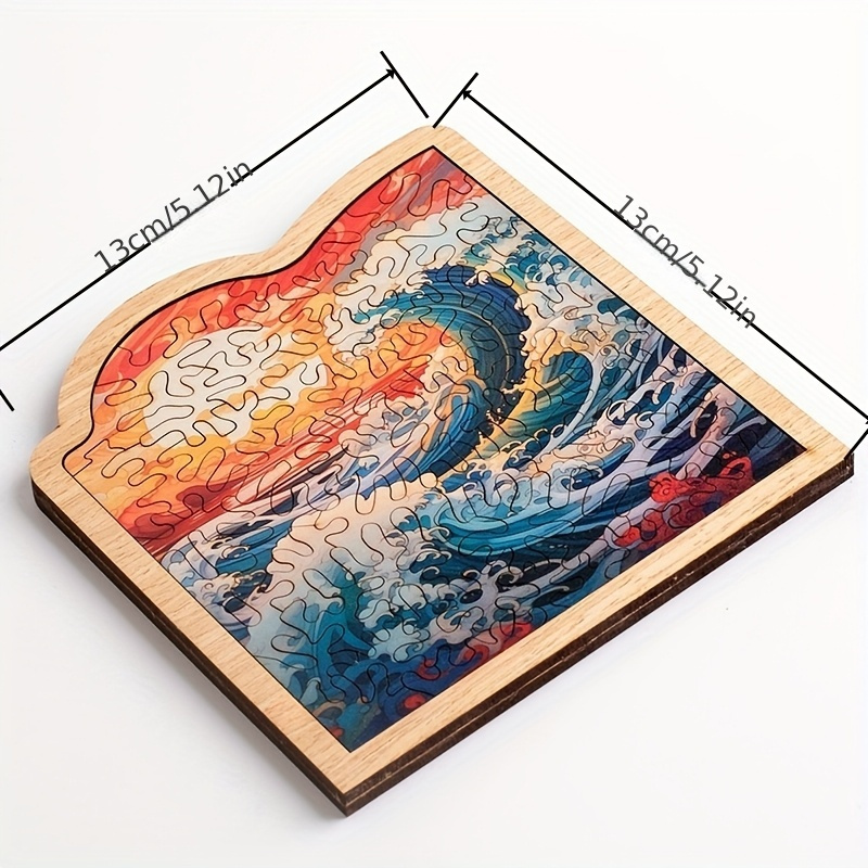 Sunset Ocean Wave , Decrypting , Irregular Wooden , High Difficulty For Adults.