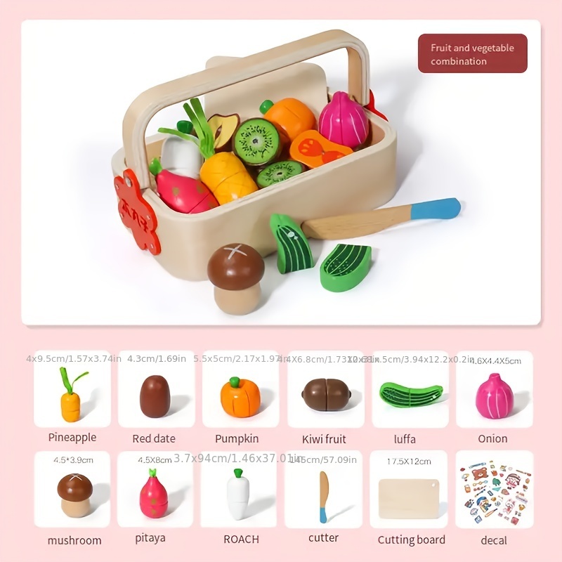 Wooden Magnetic Fruit and Vegetable cutting set