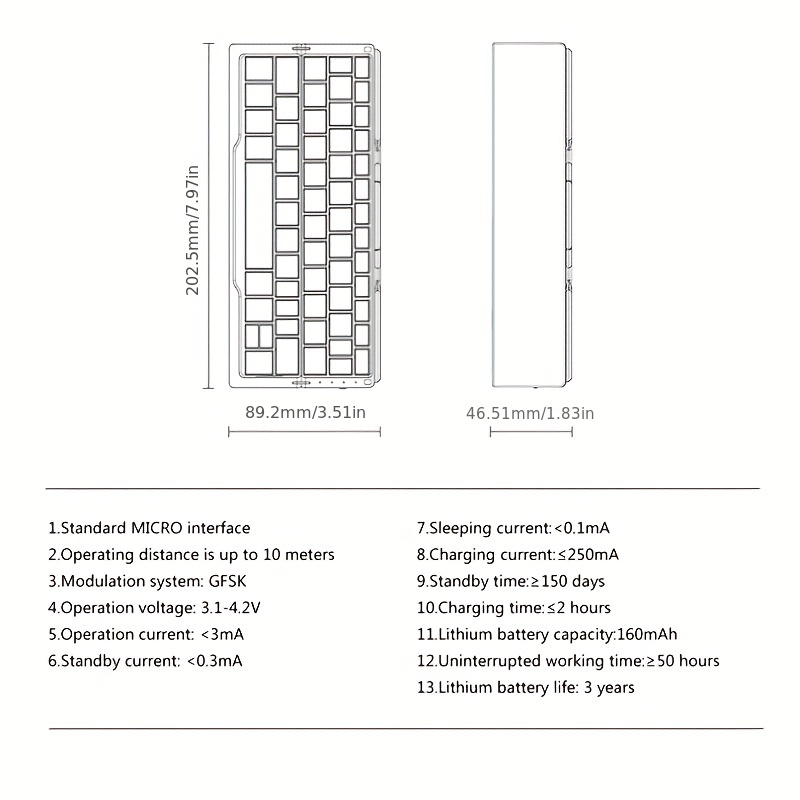 BOW HB199 Foldable Mini Bluetooth Keyboard For OPPO Find N3 N2 N HUAWEI  Mate X5 