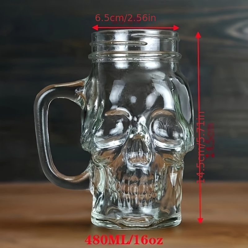 Skull Drinking Glasses w/ Lids and Straws