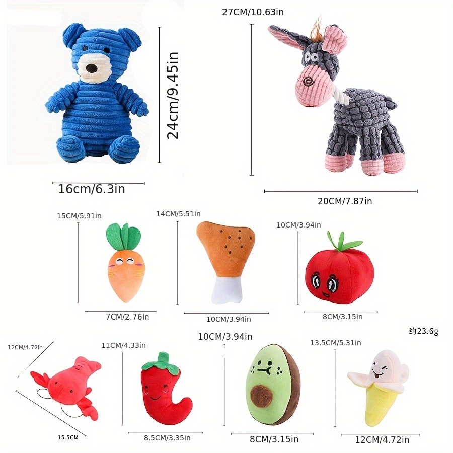 12pcs Dog Plush Toy Set with Assorted Styles