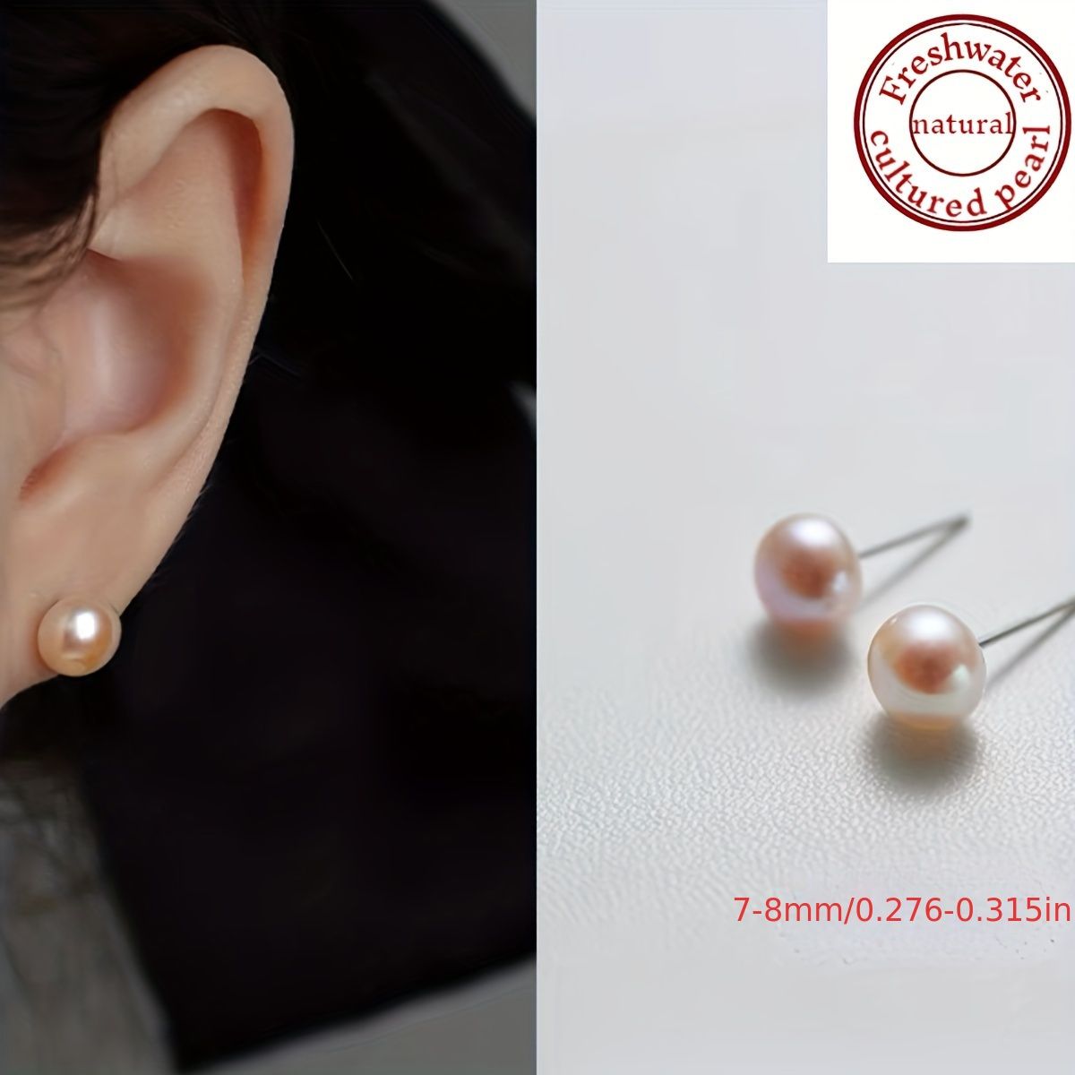 natural freshwater cultured pearl earrings 7 8mm 0 276 0 315in minimalist and elegant suitable for   holiday gifts and special occasions     birthstones stainless steel posts no power required details 6