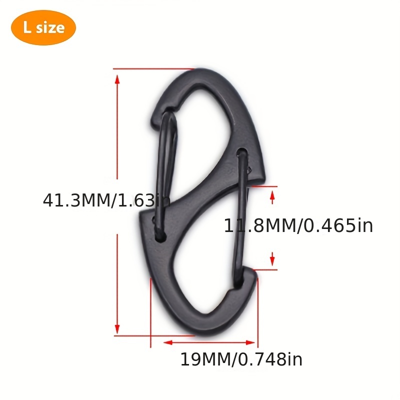 10pcs Stainless Steel S Type Carabiner Keychain Hooks With Lock